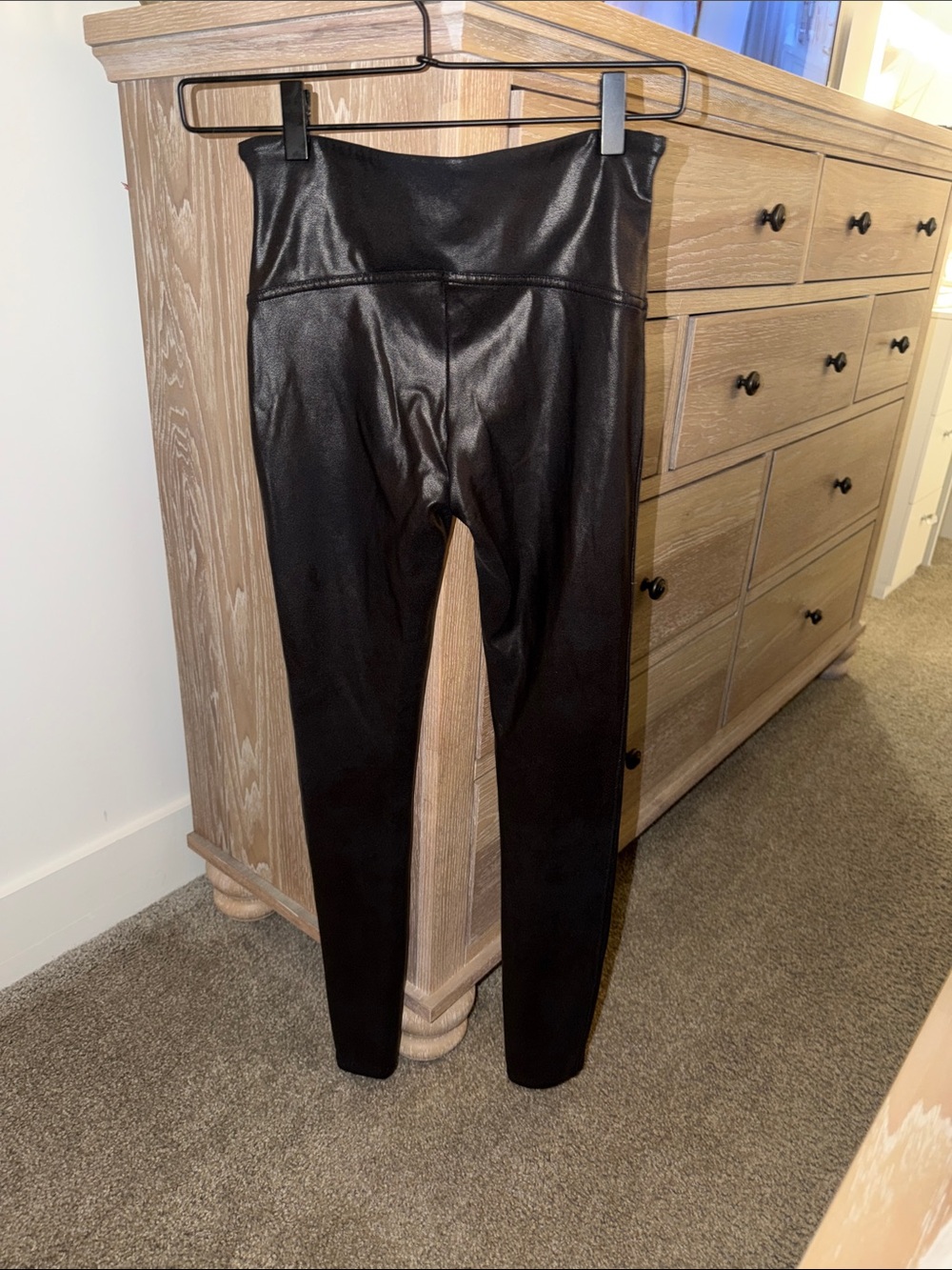 SPANX Black Faux Leather-Look High-Waist Leggings